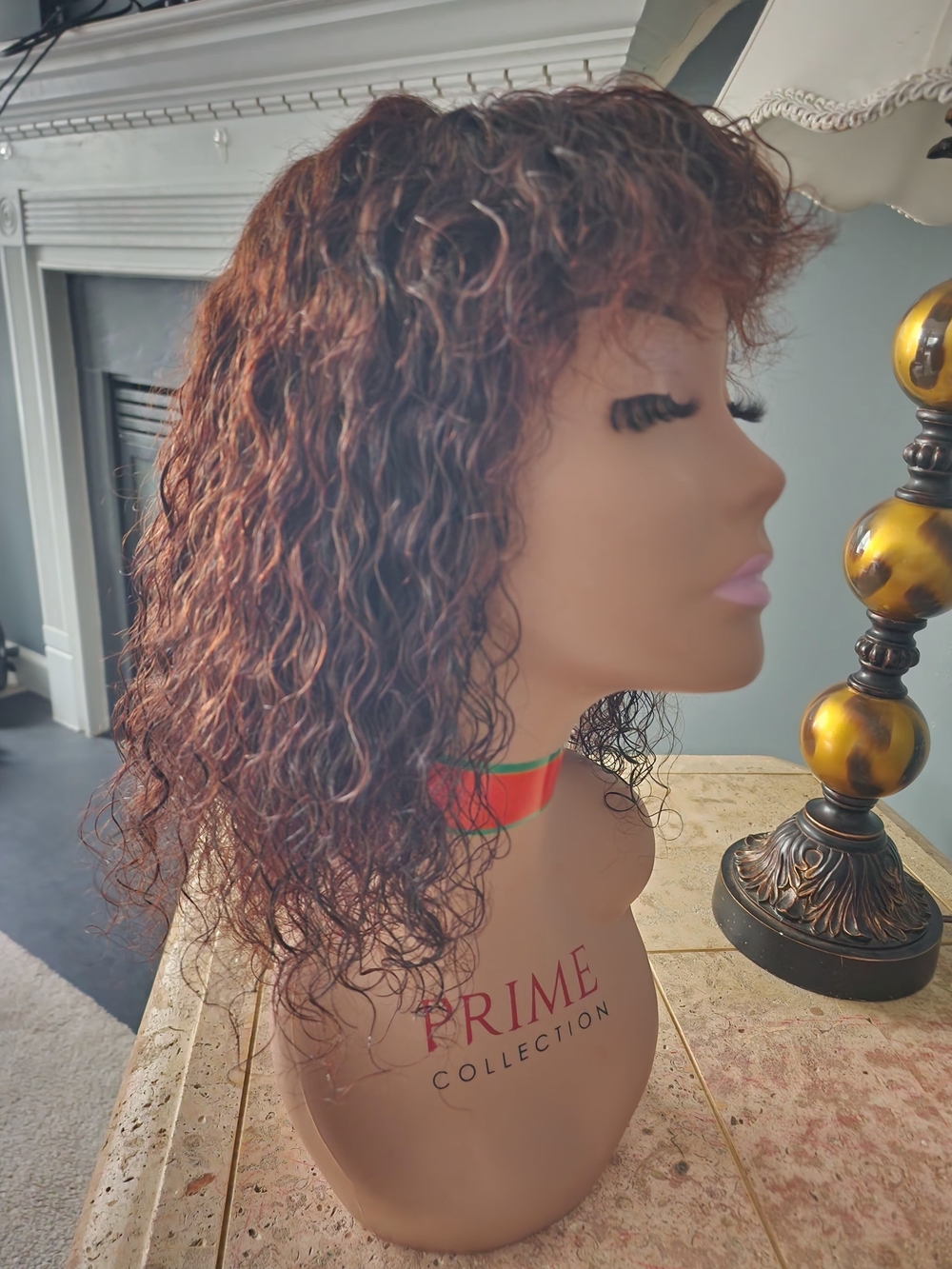 Pure Collection Human Hair Curly Wig - Auburn Brown Highlights